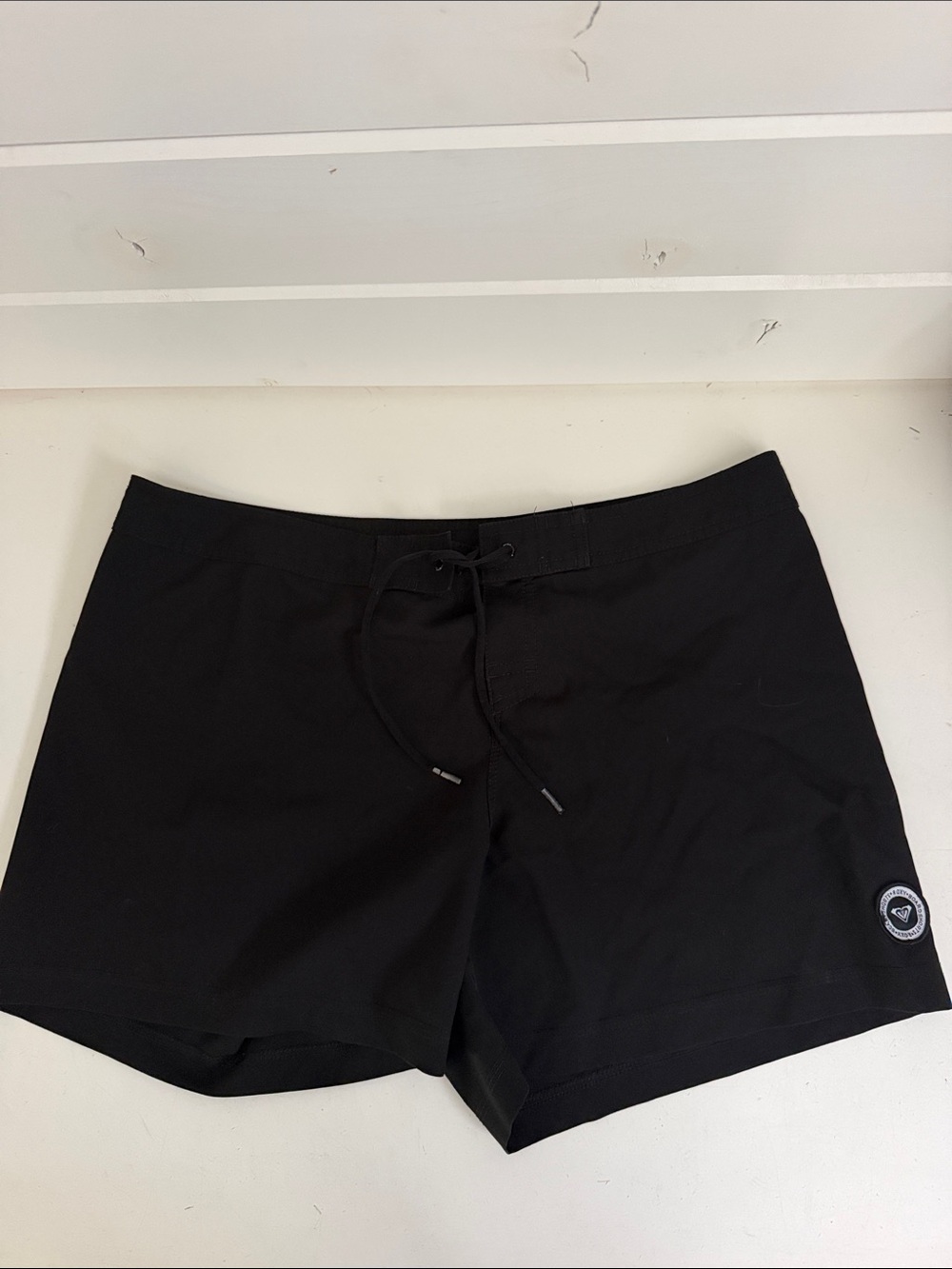 Roxy board shorts Black Drawstring Swim Shorts with Small Logo Patch